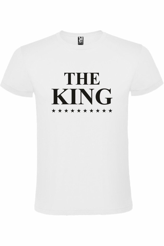 Tricou personalizat The King, Alb/Negru