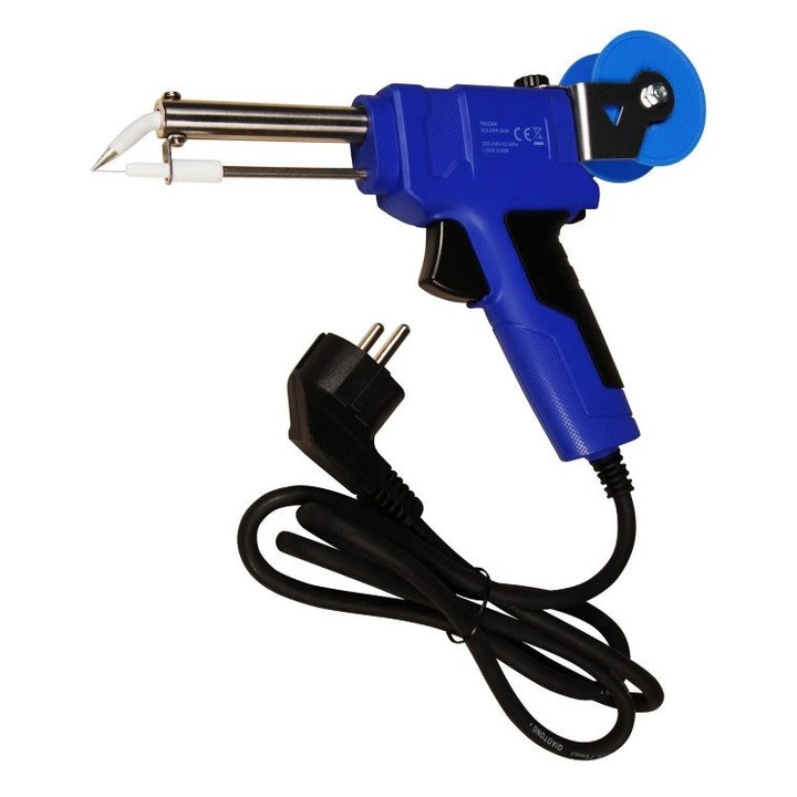 Professzionális forrasztópisztoly automatikus fluxus adagolással, állítható hőmérséklet 30W vagy 60W teljesítménnyel, ZD-555 - kék/fekete