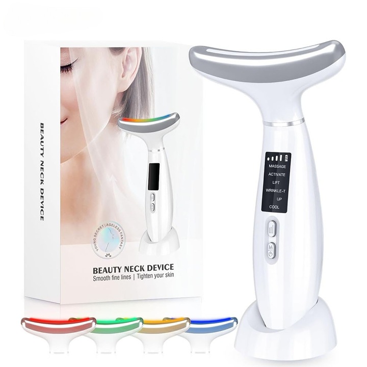 RSpire® Професионален многофункционален уред за лице, Грижа за лице и шия, Ефект против бръчки, Против стареене, Намаляване на бръчките, Хидратация, Лифтинг, EMS, Охлаждане, Масаж на лицето