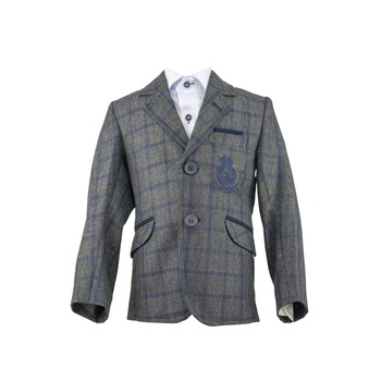 Sacou gri carouri bleumarin pentru baieti Sacou gri carouri bleumarin pentru baieti