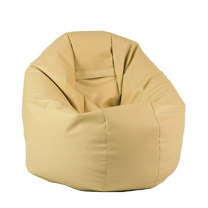 Fotoliu (Mediu) Relaxo XL - Beige (GAMA PREMIUM PU) umplut cu perle polistiren (beanbag marca Pufrelax) Fabricat in Romania