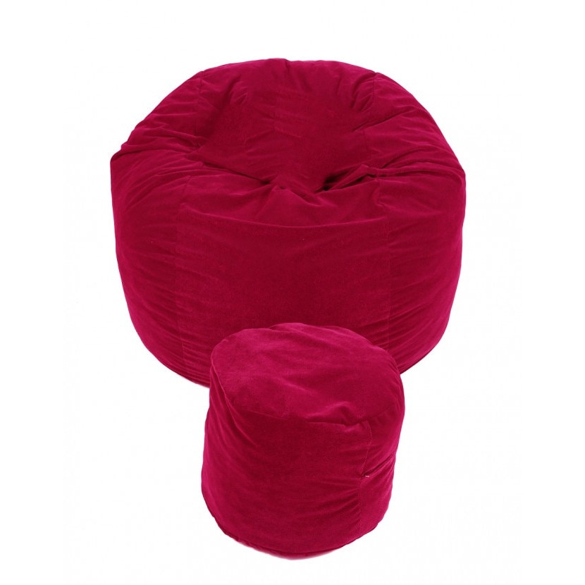 Set Fotoliu (Mare) King Size + Otoman - Bloody Red (Gama Diamond) husa detasabila, Transformabil in pat, Fabricat in Romania, umplut cu fulgi de burete memory mix®, marca Pufrelax