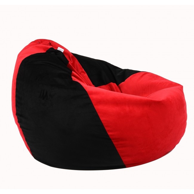 Fotoliu Pufrelax tip Sac Nirvana Gigant Gama Premium Textil, Black & Red, husa detasabila, umplut cu perle polistiren