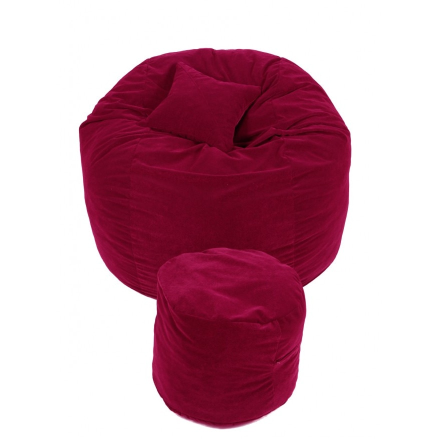 Set Fotoliu (Mare) King Size+Otoman+Perna decorativa - Bloody Red (Gama Diamond) husa detasabila, Transformabil in pat, Fabricat in Romania, umplut cu fulgi de burete memory mix®, marca Pufrelax