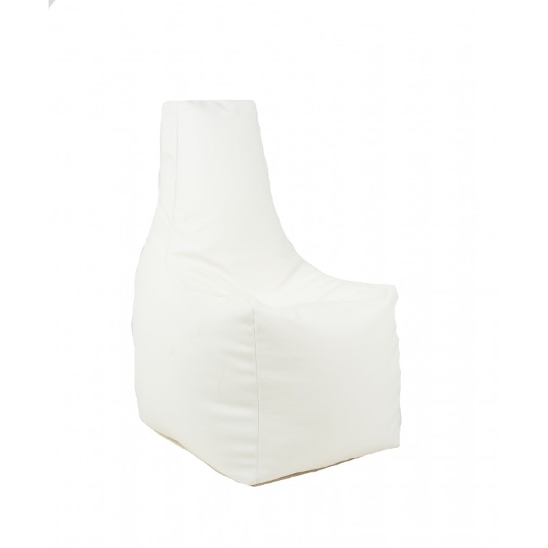 Fotoliu (Mediu) Sunlounger - Alb (piele eco) umplut cu perle polistiren (fotoliu para marca Pufrelax) Fabricat in Romania