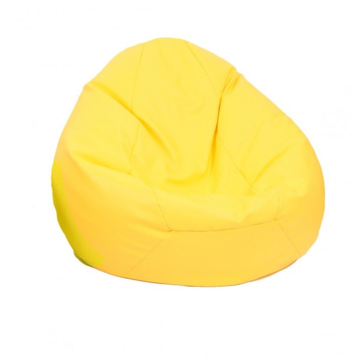 Pufrelax Nirvana Óriás zsákfotel, környezetbarát bőr, sárga, polisztirol gyöngyökkel töltve