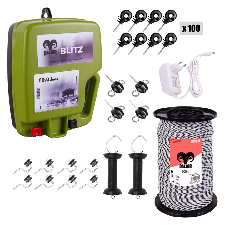 Elektromos kerítés csomag DALTOR Blitz 9J 500m
