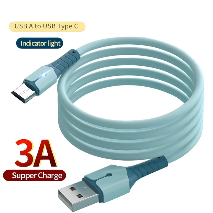Cablu date si incarcare rapida 3A SuperCharge, PREMIUM, Q-Elite®, USB la USB-Type C, pentru dispozitive Andriod/IPhone, 1m