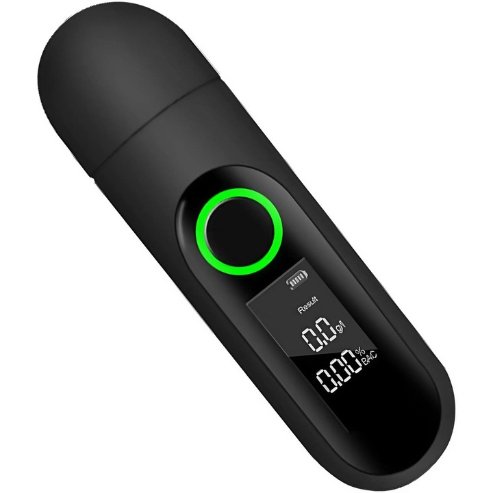Tester Alcool Digital Hasepe® Cu Senzor Semiconductor Si Precizie Ridicata, Tester Alcool Digital Cu Afisaj LCD Iluminat Si Functie Alarma, Tester Alcool Digital Reincarcabil USB Type-C Portabil Pentru Verificare Rapida, Design Compact