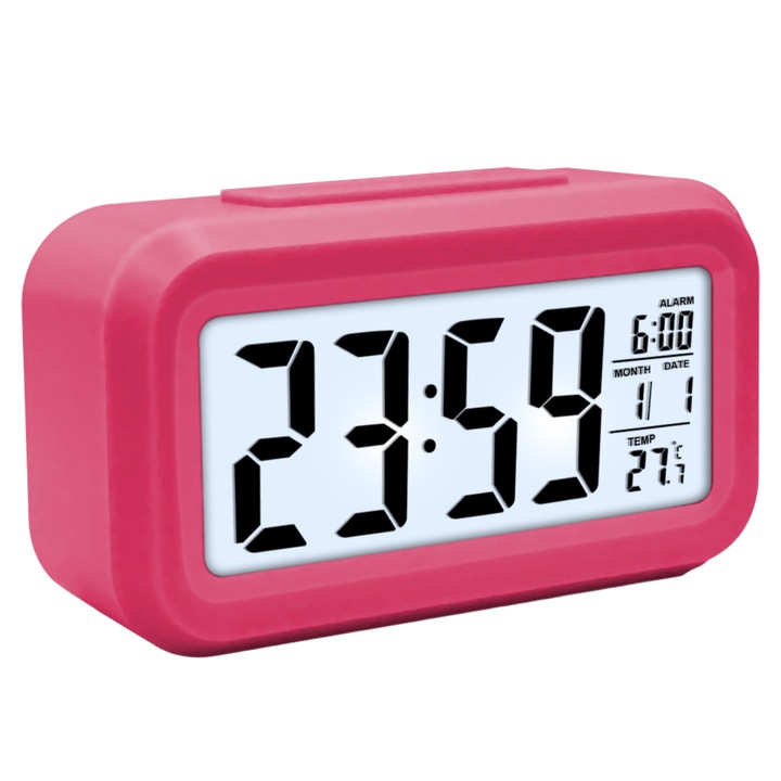 Enforose dekoratív óra digitális kijelzővel, szundi funkcióval, háttérvilágítással, 10x10cm