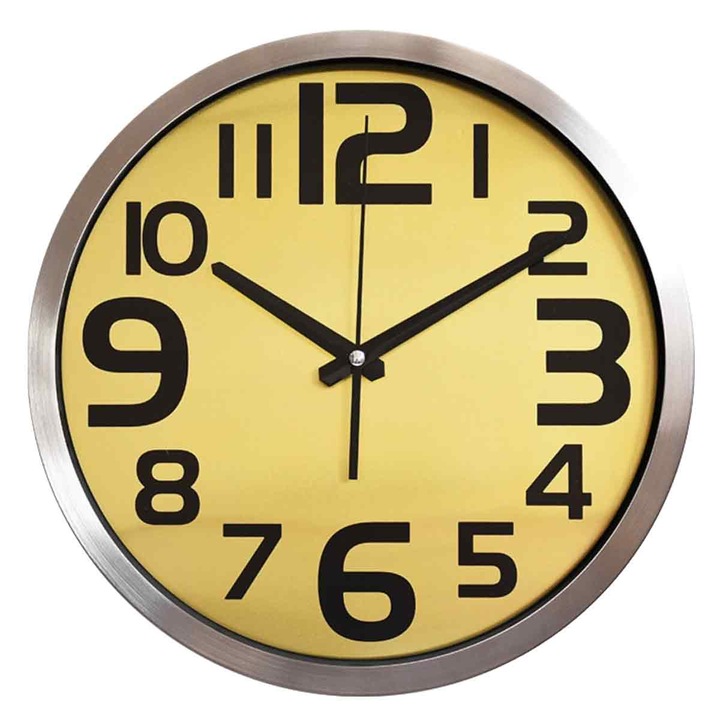 Ceas decorativ Enforose, metal inox, design modern, 30cm, functionare silentioasa