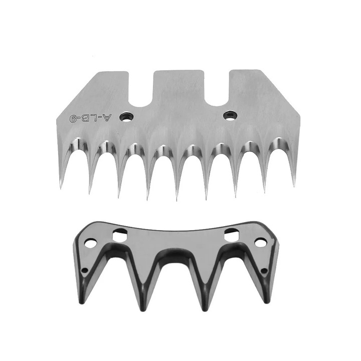 Set 2 Lame pentru taiere lana, 9 dinti si 13 dinti, 8cm x 5.6cm si 6cm x 3cm, argintiu