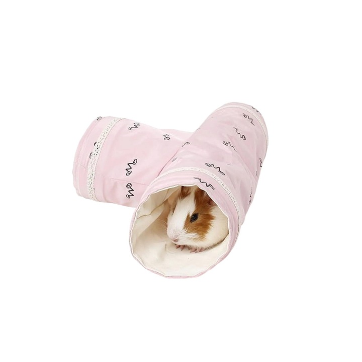 Tunel pentru Hamster 3 Cai, bumbac moale, ascunzatoare pentru animale mici, multicolor