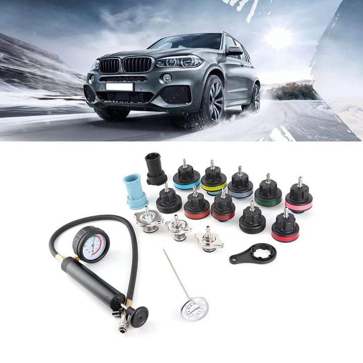 18-частичен комплект за тестване на охладителни системи за автомобили, TNEAYWHE, PC материал, за откриване на течове