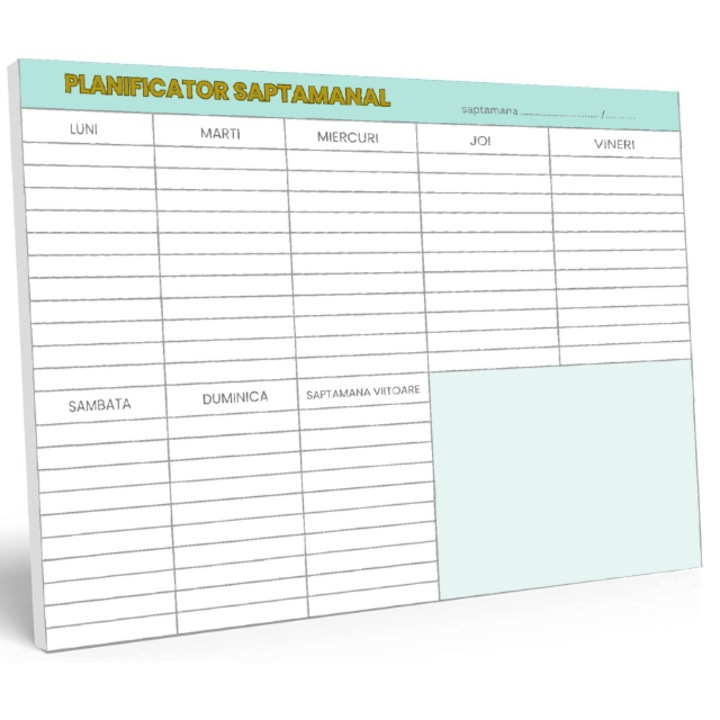 Bloc de Notite Planificator A4 - Saptamanal si Zilnic 2025 - Planificator pentru Studenti si Profesionisti, 21 cm x 29.7 cm, 52 de File - Romana