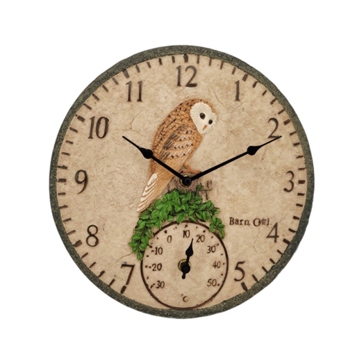 Ceas decorativ de perete 12 inch, Enforose, waterproof, display digital, verde cu frunze