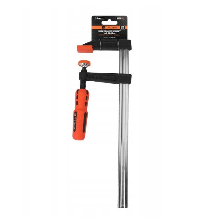 Clema de strangere tip F Teger 80x300 mm, din fonta, cu manere ergonomice