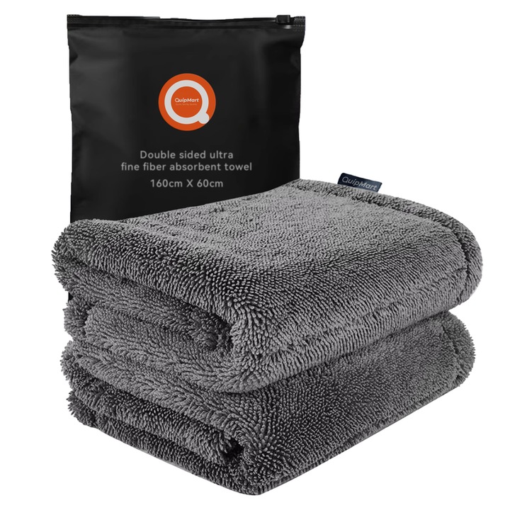 Mikroszálas tisztítókendő, 60x160cm, sötétszürke, szuper nedvszívó törlőkendő szett