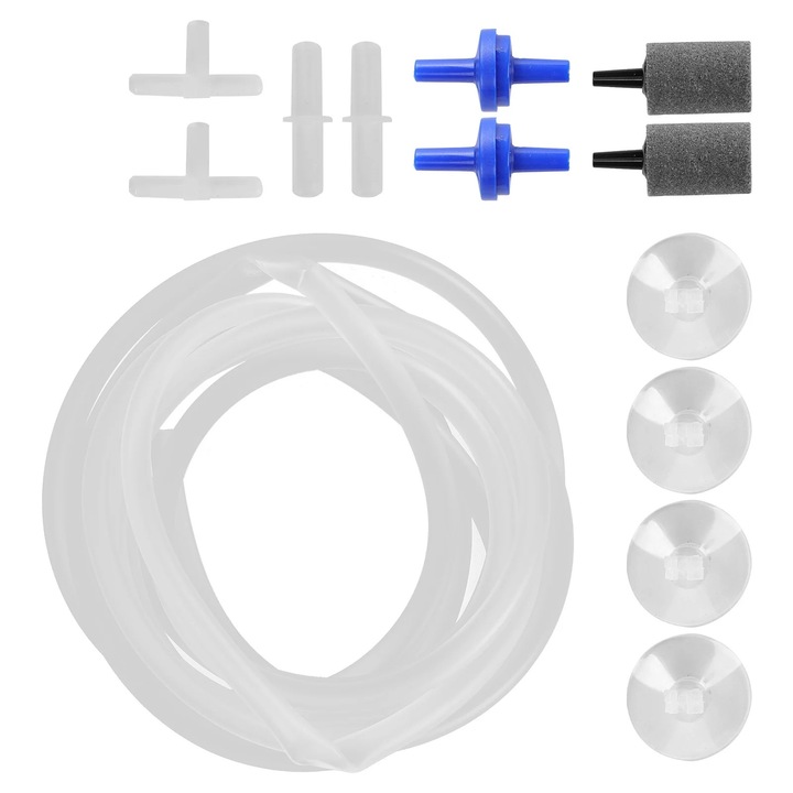 Set accesorii acvariu, tub de oxigen, valva de control, piatra de aer, 40mm
