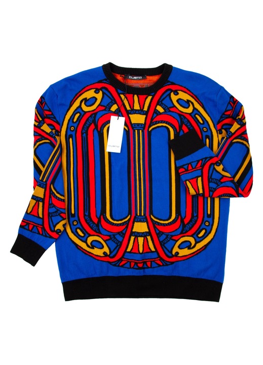 Custo Barcelona férfi pulóver, pamut, kék, klasszikus modell, M INTL