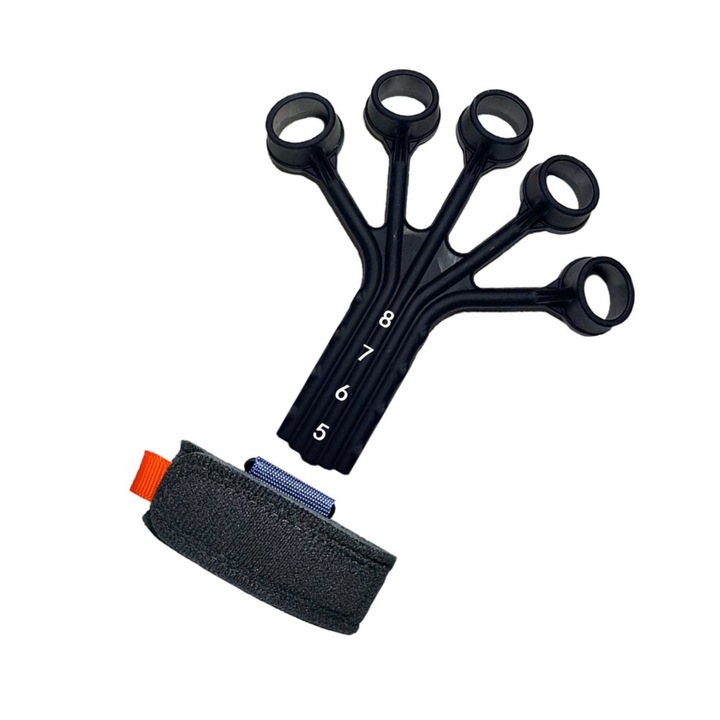 Antrenor de exercitiu pentru degete, Antrenament Maini, Degete, Antebrat, Recuperare Fizica, Flexibile, Silicon, design ergonomic, Silicon, Confortabil si durabil, reglabil la nivelul 4, multifunctional, compact si portabil, Negru