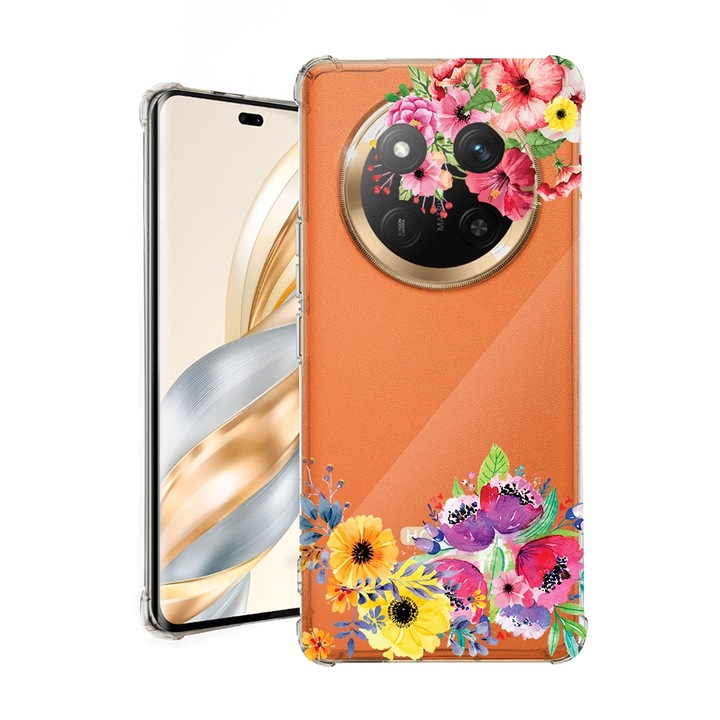 BestCase® Husa pentru Honor Magic7 Lite, Anti Shock 1.5MM, Flowers, Protectie camera, ecran si colturi, 1926355 AS 56