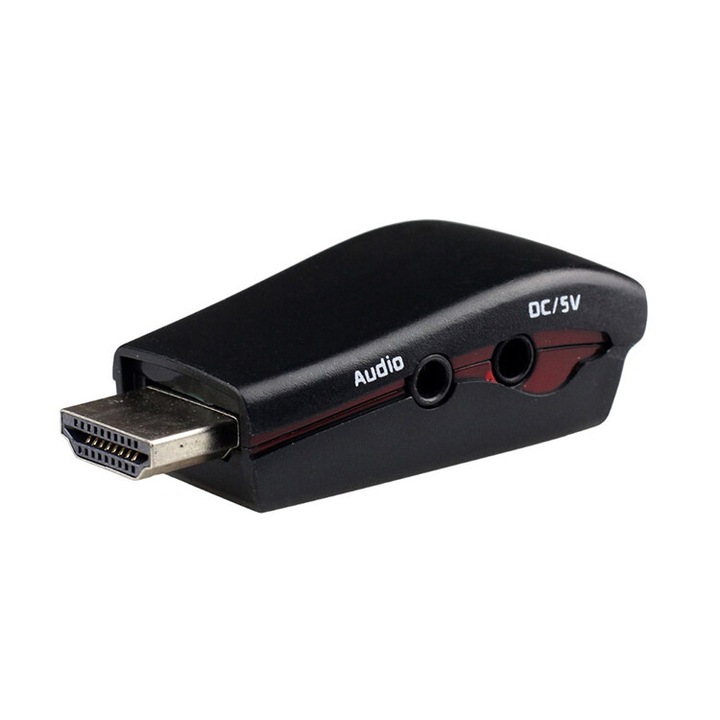 Адаптер HDMI 19pin към VGA, PowerTech, аудио жак, USB захранване