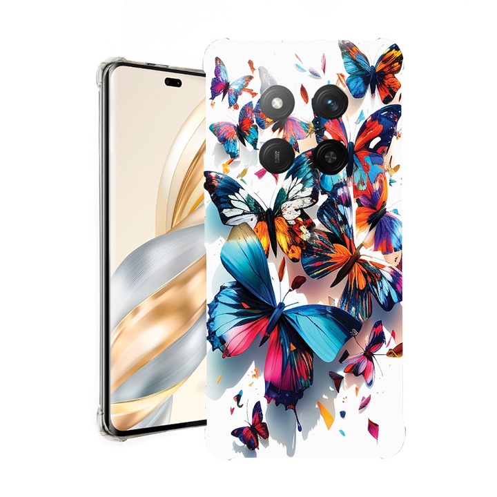 BestCase® Husa pentru Honor Magic7 Lite, Anti Shock 1.5MM, Colorful Butterflies, Protectie camera, ecran si colturi, 1926355 AS 1226