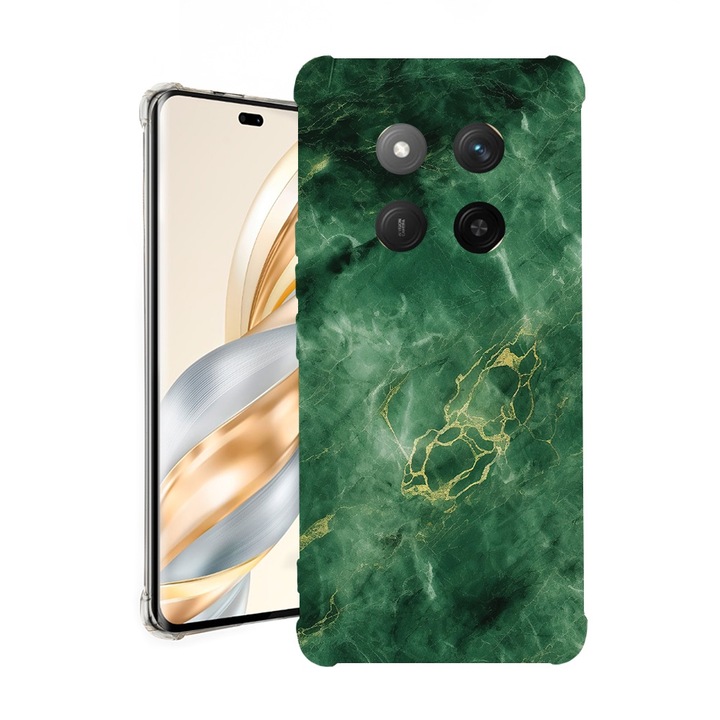 BestCase® Husa pentru Honor Magic7 Lite, Anti Shock 1.5MM, Green Marble, Protectie camera, ecran si colturi, 1926355 AS 1254