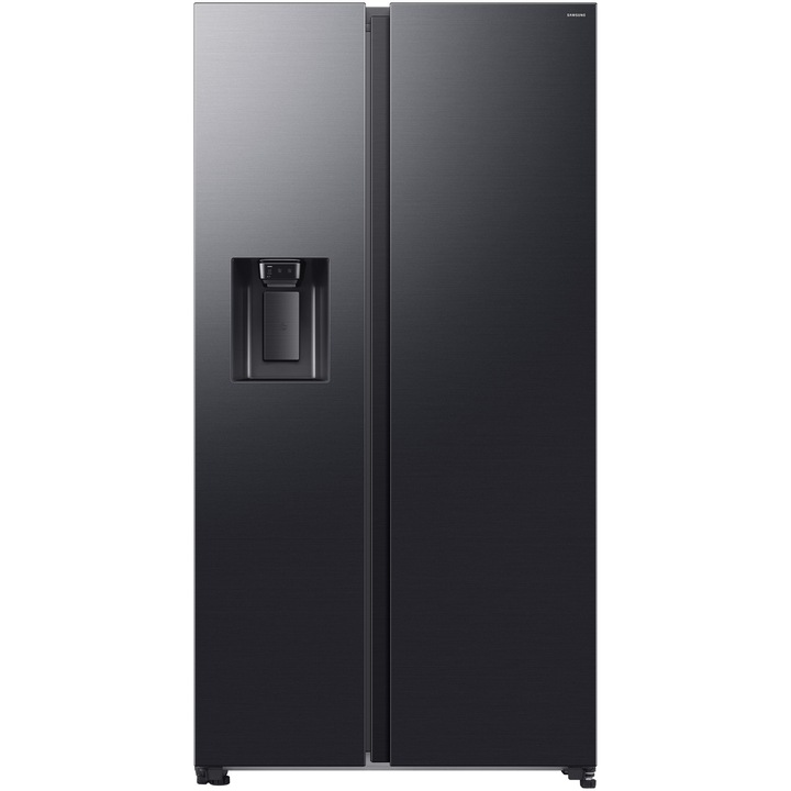 Samsung RS70F65KEFEO Side by side hűtőszekrény, 640 l, SmartThings AI Energy, Full No Frost, Mono és fém hűtés, víz/jégadagoló csatlakozó nélkül, Digitális Inverter kompresszor, E energiaosztály, M 178,4 cm, Fekete