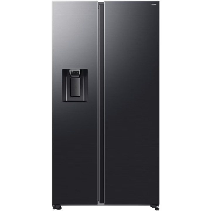 Samsung RS70F64KDFEO Side by side hűtőszekrény, 640l, SmartThings AI Energy, Full No Frost, Mono & Metal Cooling, Víz/jég adagoló csatlakozással, Digital Inverter Compressor, D energiaosztály, H: 178.4cm, Fekete rozsdamentes acél