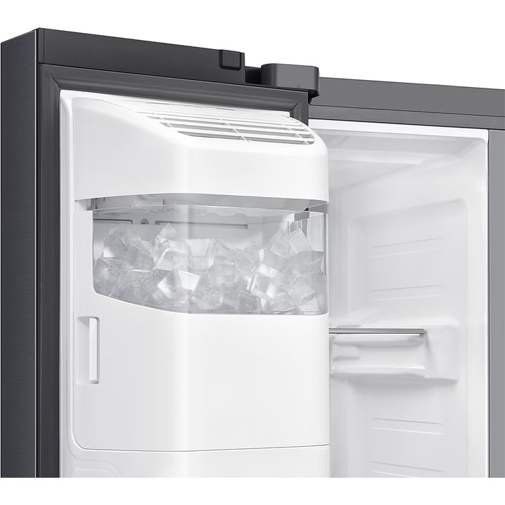 Side by side Samsung RS70F64KDFEO, 640 l, SmartThings AI Energy, Full No Frost, Mono & Metal Cooling, Dozator de apa/gheata, Compresor Digital Inverter, Clasa D, H 178.4 cm, Inox negru