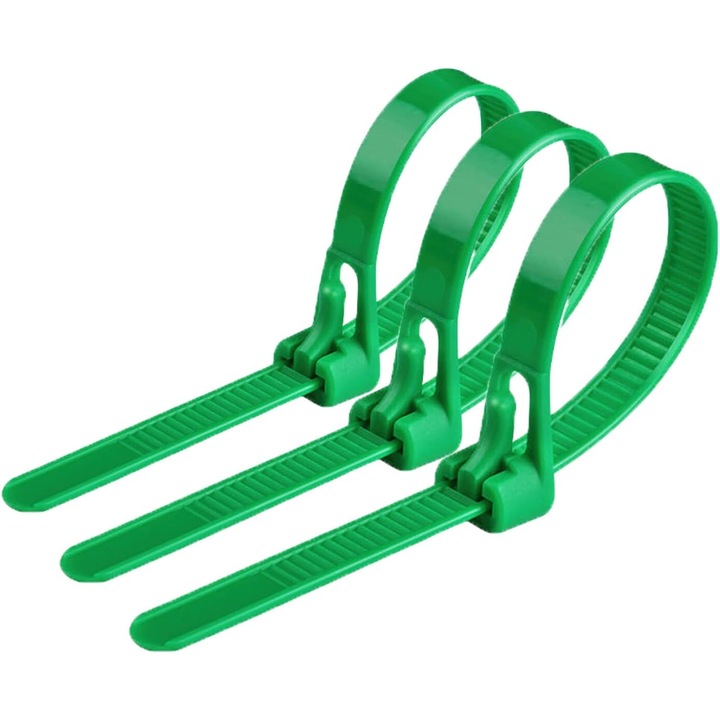 Set 100 Legături pentru cablu verzi, 20x4.8cm, durabile