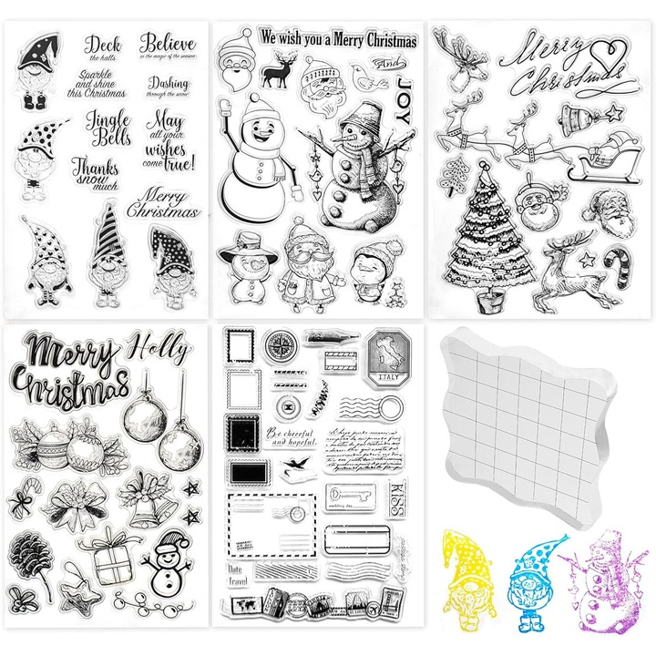 Set de stampile din silicon de Craciun DIY 5 foi