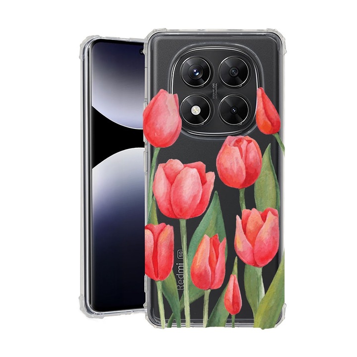 BestCase® Husa pentru Xiaomi Redmi Note 14 Pro Plus, Anti Shock 1.5MM, Red Tulips, Protectie camera, ecran si colturi, 1938410 AS 633