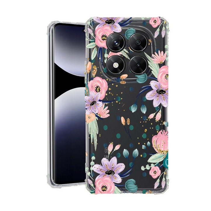 BestCase® Husa pentru Xiaomi Redmi Note 14 Pro Plus, Anti Shock 1.5MM, Flowers Collection, Protectie camera, ecran si colturi, 1938410 AS 495
