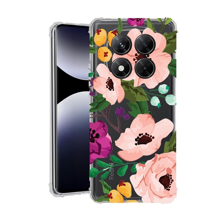 BestCase® Husa pentru Xiaomi Redmi Note 14 Pro 5G, Anti Shock 1.5MM, Pastel Flowers, Protectie camera, ecran si colturi, 1938409 AS 629