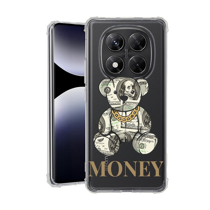 BestCase® Husa pentru Xiaomi Redmi Note 14 Pro Plus, Anti Shock 1.5MM, Teddy Bear Money, Protectie camera, ecran si colturi, 1938410 AS 1549
