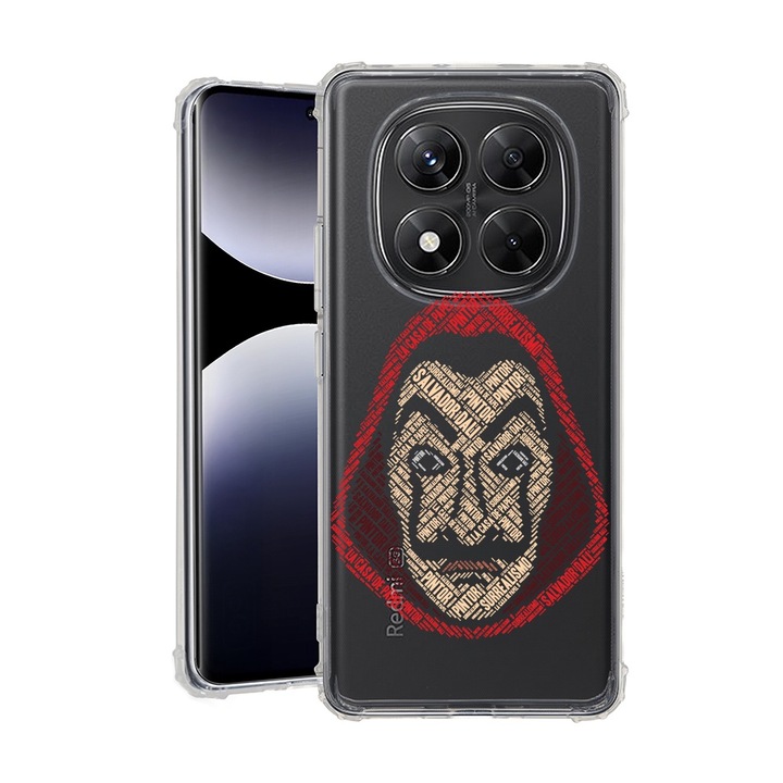 BestCase® Husa pentru Xiaomi Redmi Note 14 Pro 5G, Anti Shock 1.5MM, Calligraphy Money Heist, Protectie camera, ecran si colturi, 1938409 AS 1534