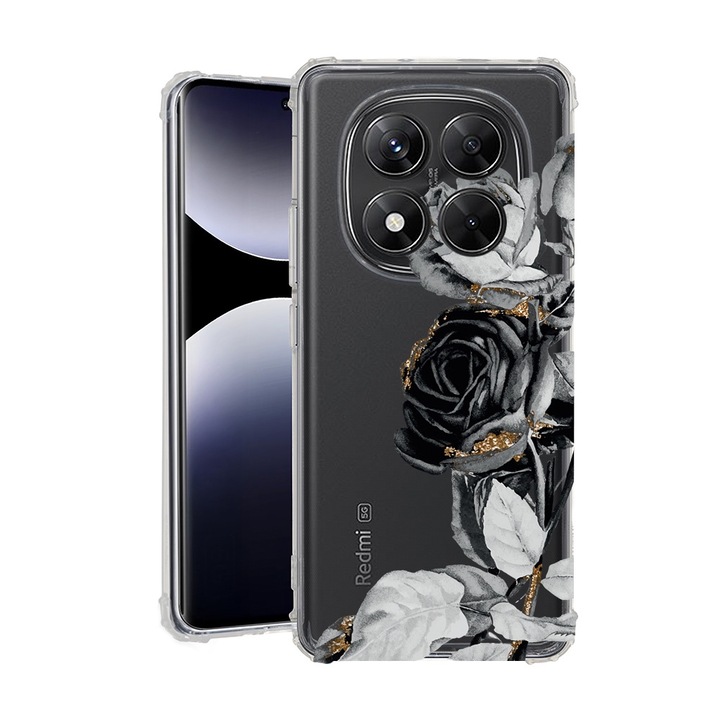 BestCase® Husa pentru Xiaomi Redmi Note 14 Pro Plus, Anti Shock 1.5MM, Black Rose, Protectie camera, ecran si colturi, 1938410 AS 990