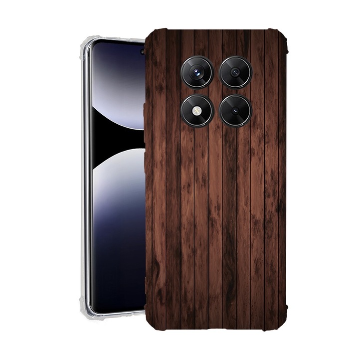 BestCase® Husa pentru Xiaomi Redmi Note 14 Pro Plus, Anti Shock 1.5MM, Walnut Wood, Protectie camera, ecran si colturi, 1938410 AS 888