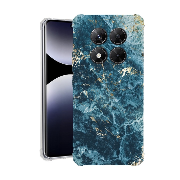 BestCase® Husa pentru Xiaomi Redmi Note 14 Pro Plus, Anti Shock 1.5MM, Marble - Green And Gold, Protectie camera, ecran si colturi, 1938410 AS 885