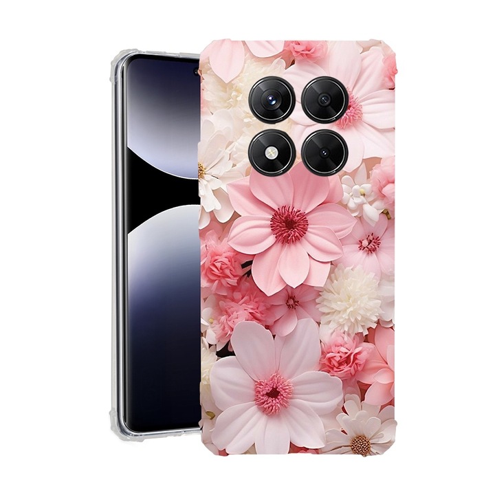 BestCase® Husa pentru Xiaomi Redmi Note 14 Pro Plus, Anti Shock 1.5MM, Pink And White Daisy, Protectie camera, ecran si colturi, 1938410 AS 1145