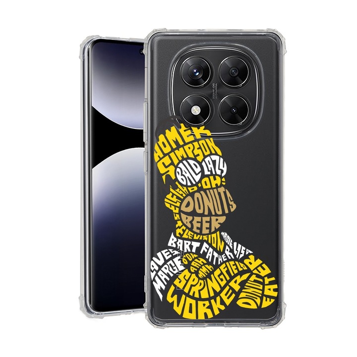 BestCase® Husa pentru Xiaomi Redmi Note 14 Pro Plus, Anti Shock 1.5MM, Calligraphy Homer Simpson, Protectie camera, ecran si colturi, 1938410 AS 1522