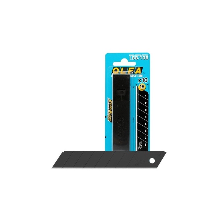 Lame de 18mm model LBB-10B, negre 10buc/Set, Olfa