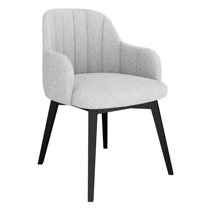 Scaun Nagrinto, MIRJAN24, negru + gri deschis boucle, 52x54x81 cm