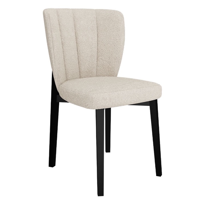 Scaun Martiresto, MIRJAN24, negru + ecru boucle, 52x49x84 cm