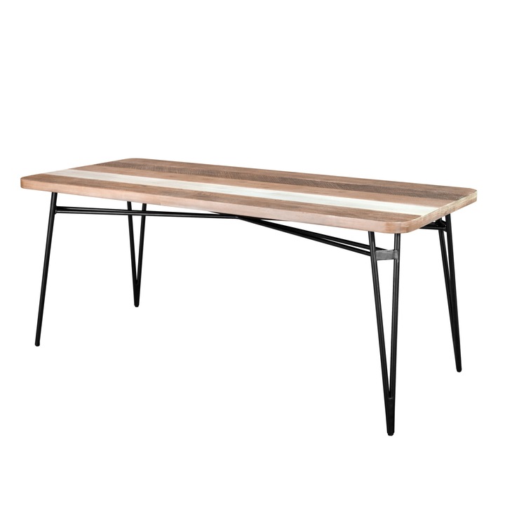 Masa Adesso, Livin Hill, 180x80cm, cu picioare metalice, design retro, MDF/lemn salcam