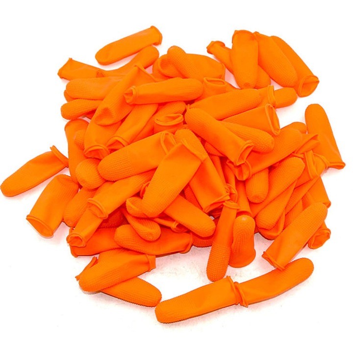 Set 100 bucati mansete din latex reutilizabile pentru degete, Enforose, 6.4x2.1cm