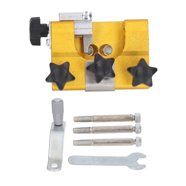 Set ascutitor fierastrau cu lant Enforose, 3 capete de slefuit, aluminiu, 98x65x70mm